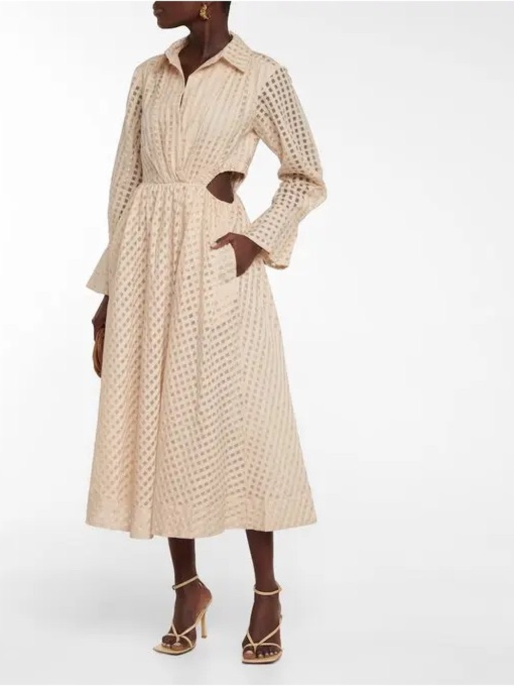 Jonathan Simkhai beige windowpane midi dress NWT women’s small $495